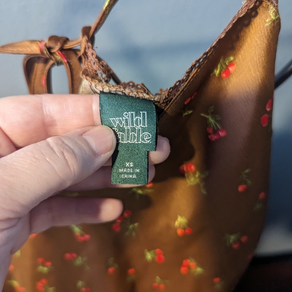 Wild Fable Lace Trim Slip Dress Copper Cherries - Picture 5 of 6